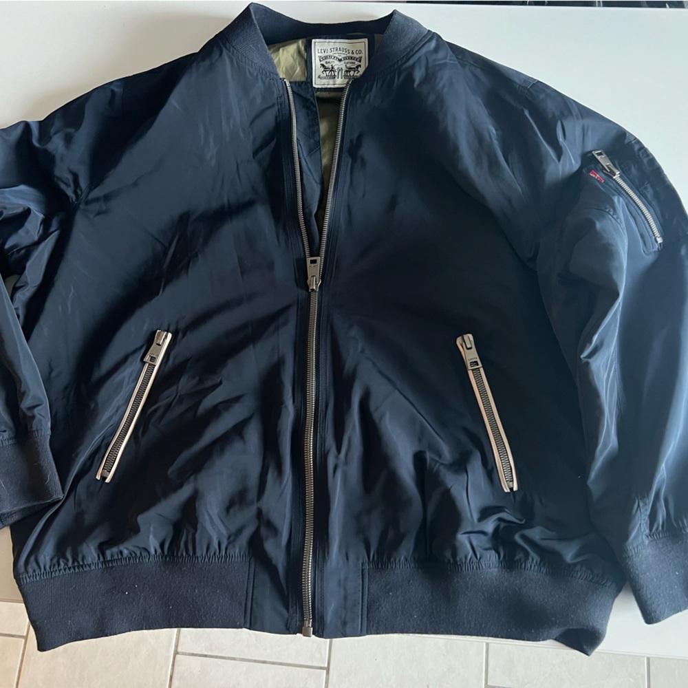 Levi's Blue and Silver Bomber Jacket Relaxed Fit